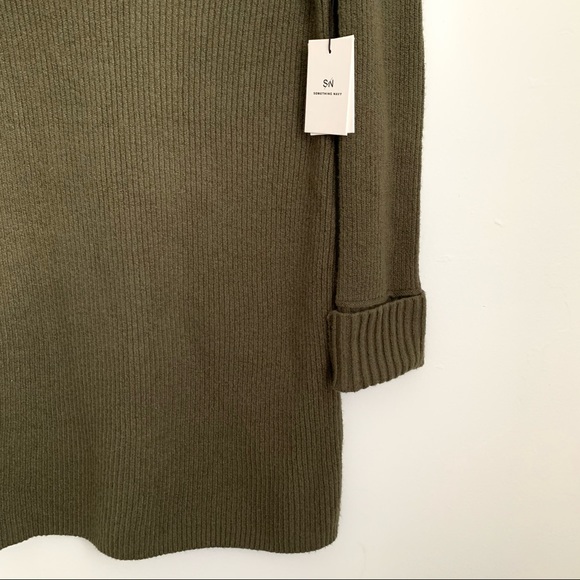 Something Navy Olive Green Fitted Long Sleeve Tunic Ribbed Sweater Dress - S - Picture 6 of 10